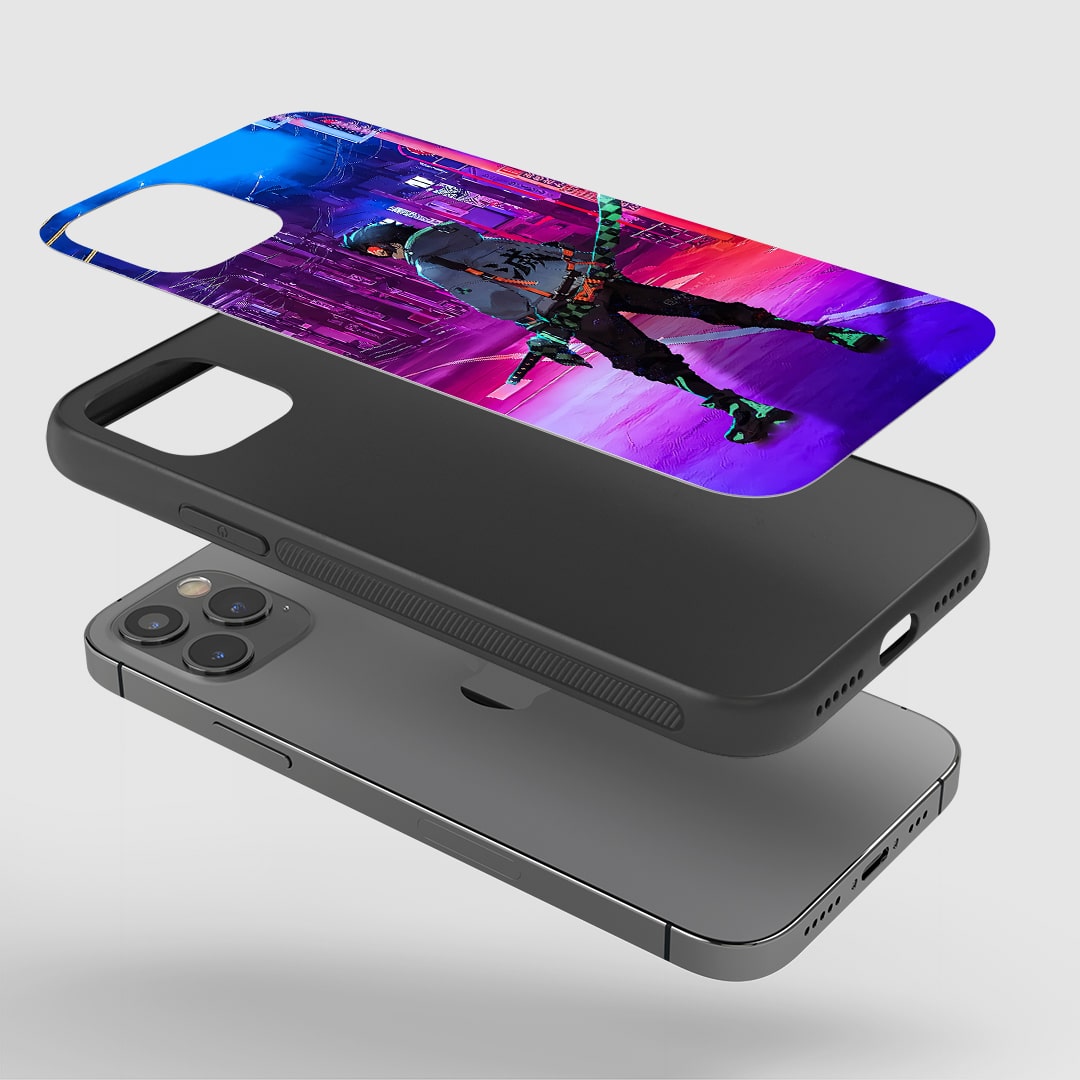 Tanjiro Street Phone Case installed on a smartphone, offering robust protection and a unique design.