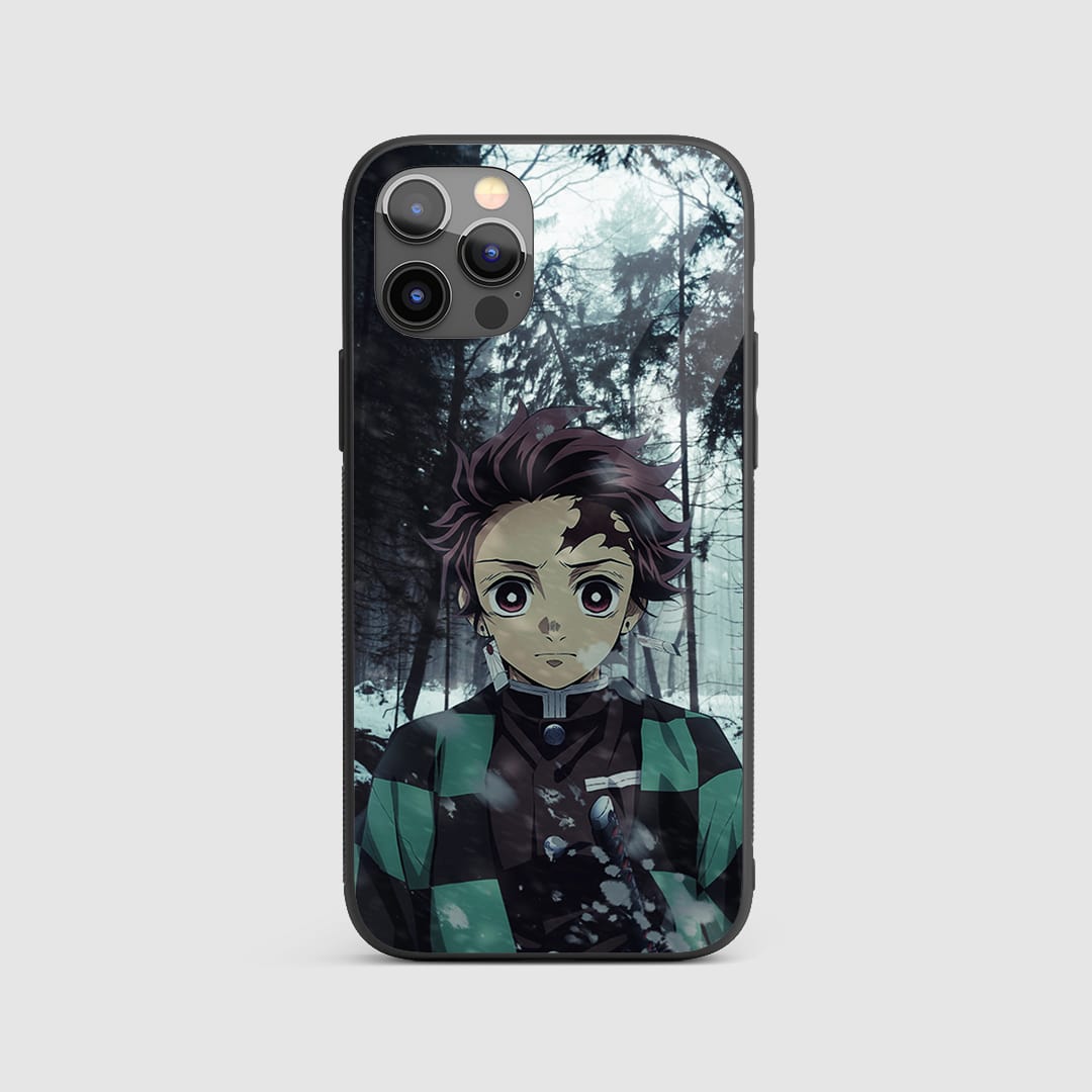 Tanjiro Winter Silicone Armored Phone Case featuring Tanjiro Kamado in a winter setting.