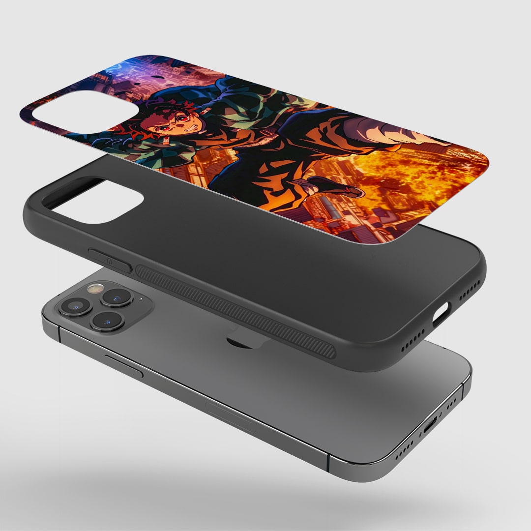 Demon Slayer Tanjiro Flaming City phone case