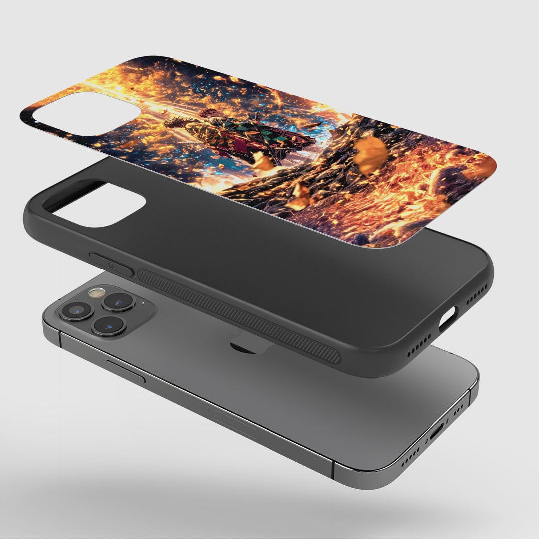 Anime Demon Slayer phone case featuring Tanjiro and Giyu.