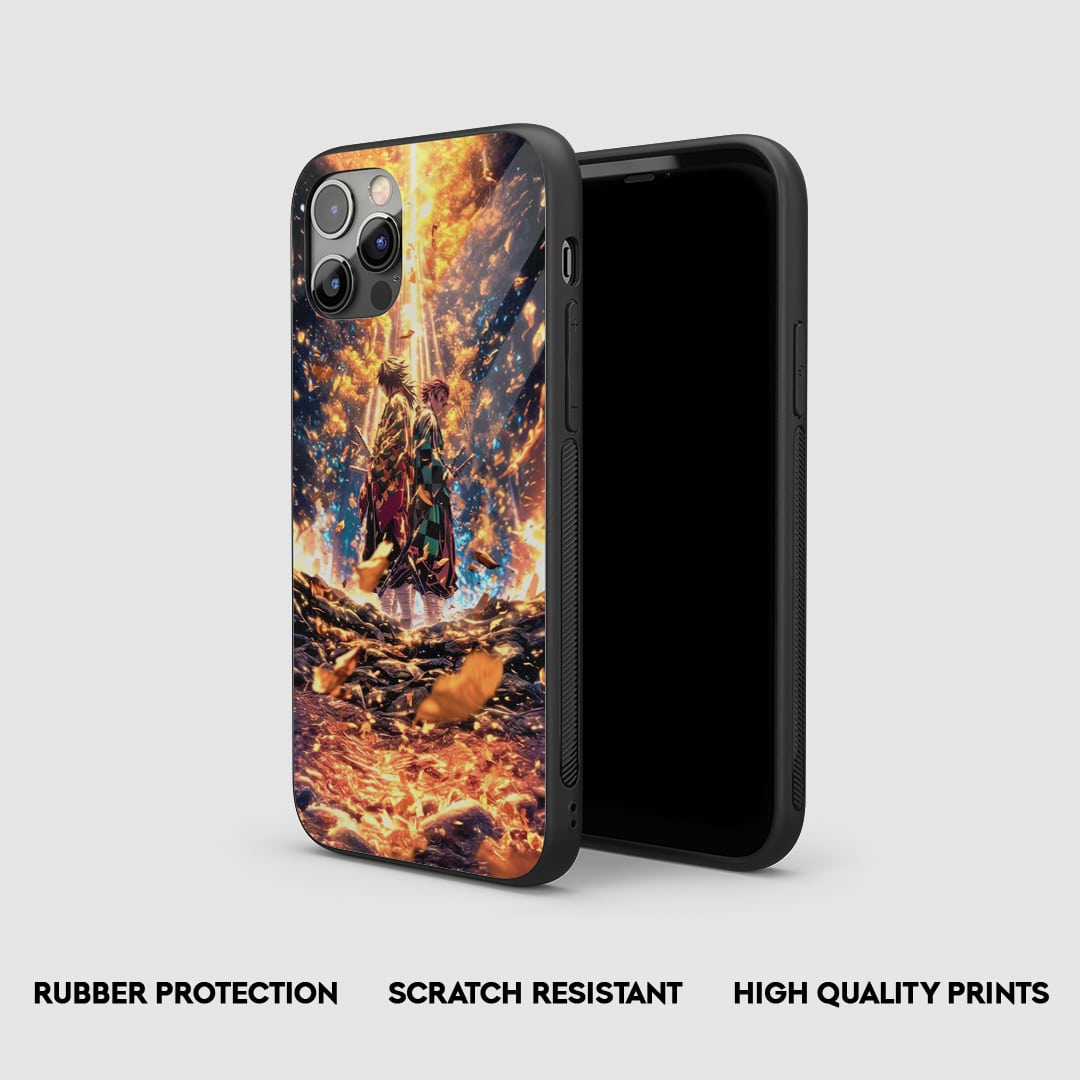 Tanjiro X Giyu silicone armored case for iPhone and Android.
