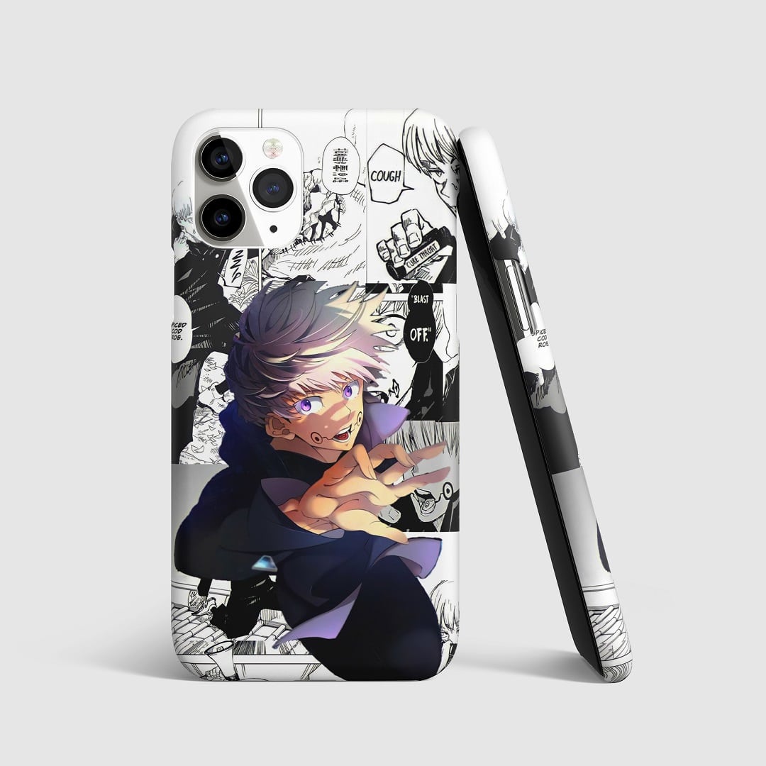 Detailed manga-style artwork of Toge Inumaki on phone cover.