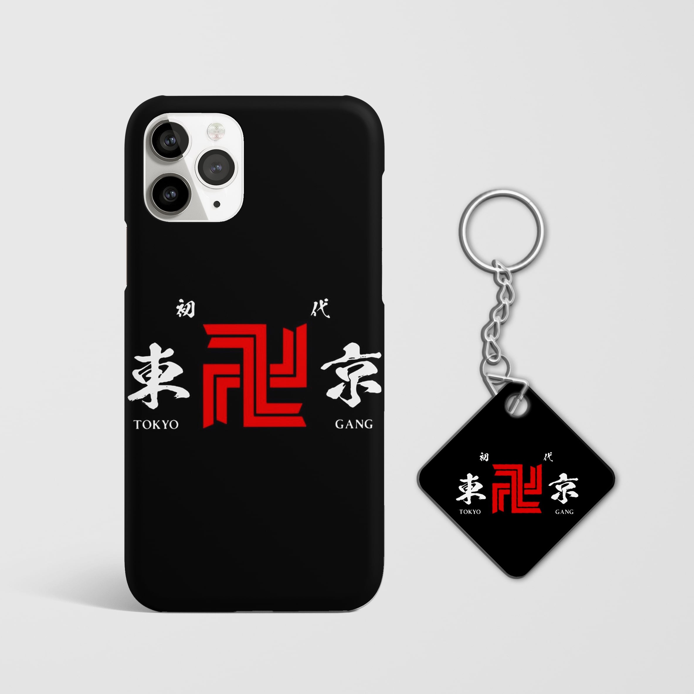 Durable anime phone case with gang symbol with Keychain