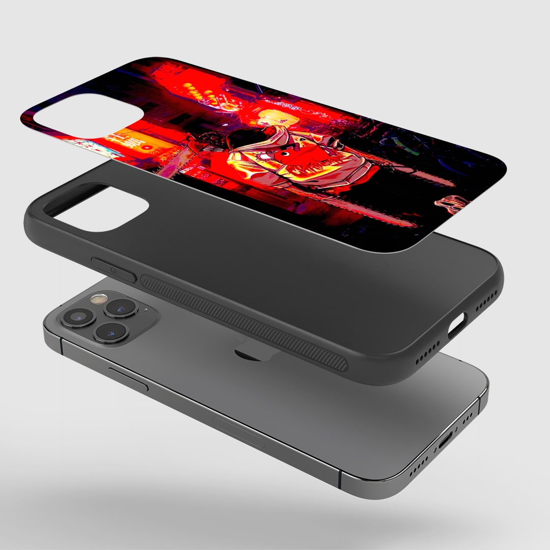 Close-up of durable Tokyo Nights Denji silicone phone cover