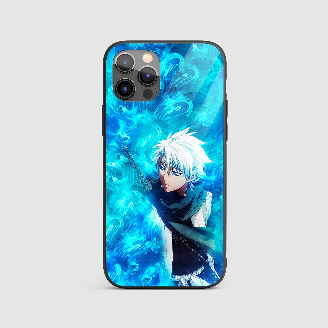 Toshiro Blue Silicone Armored Phone Case featuring striking artwork of Toshiro Hitsugaya.