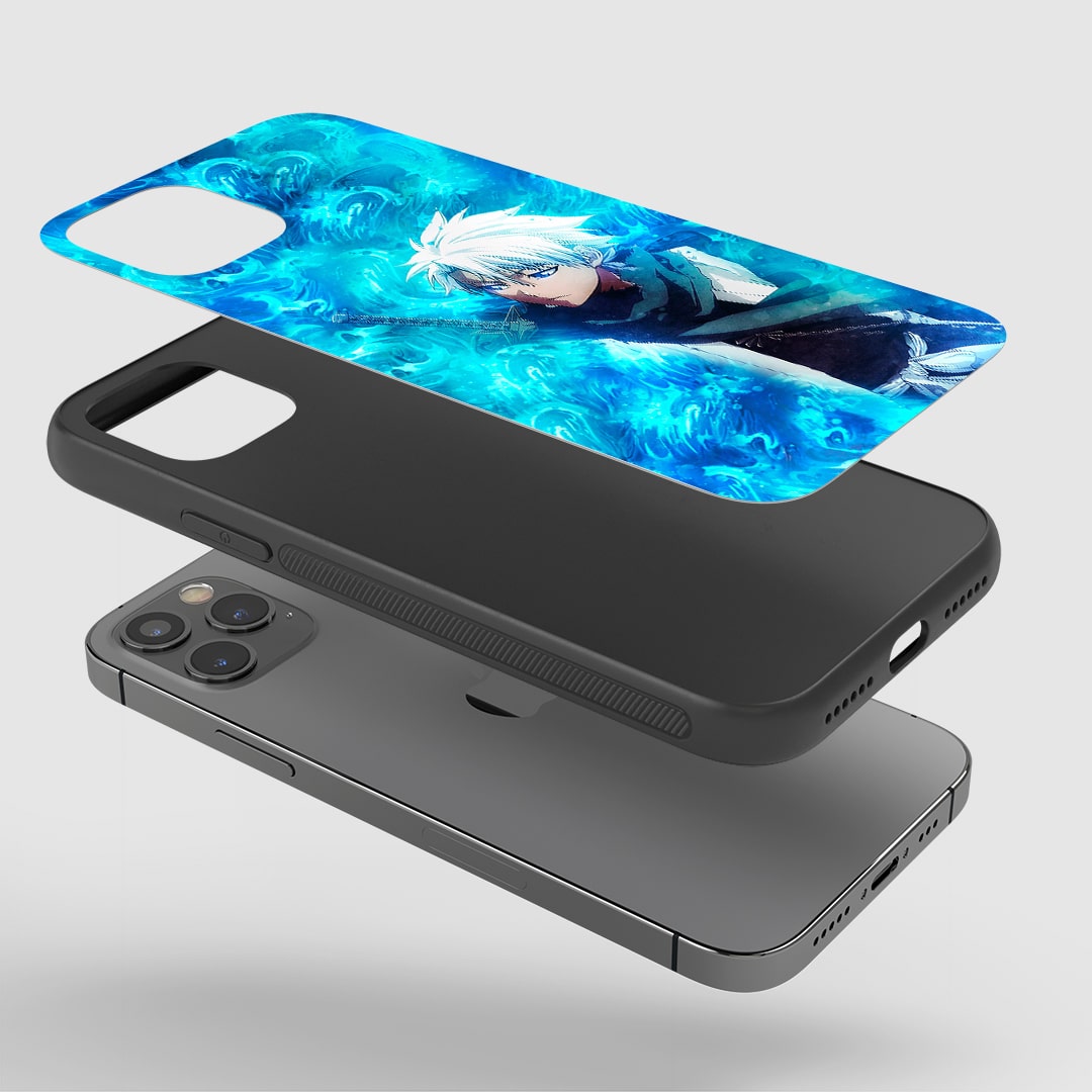 Toshiro Blue Phone Case installed on a smartphone, offering robust protection and a cool design.