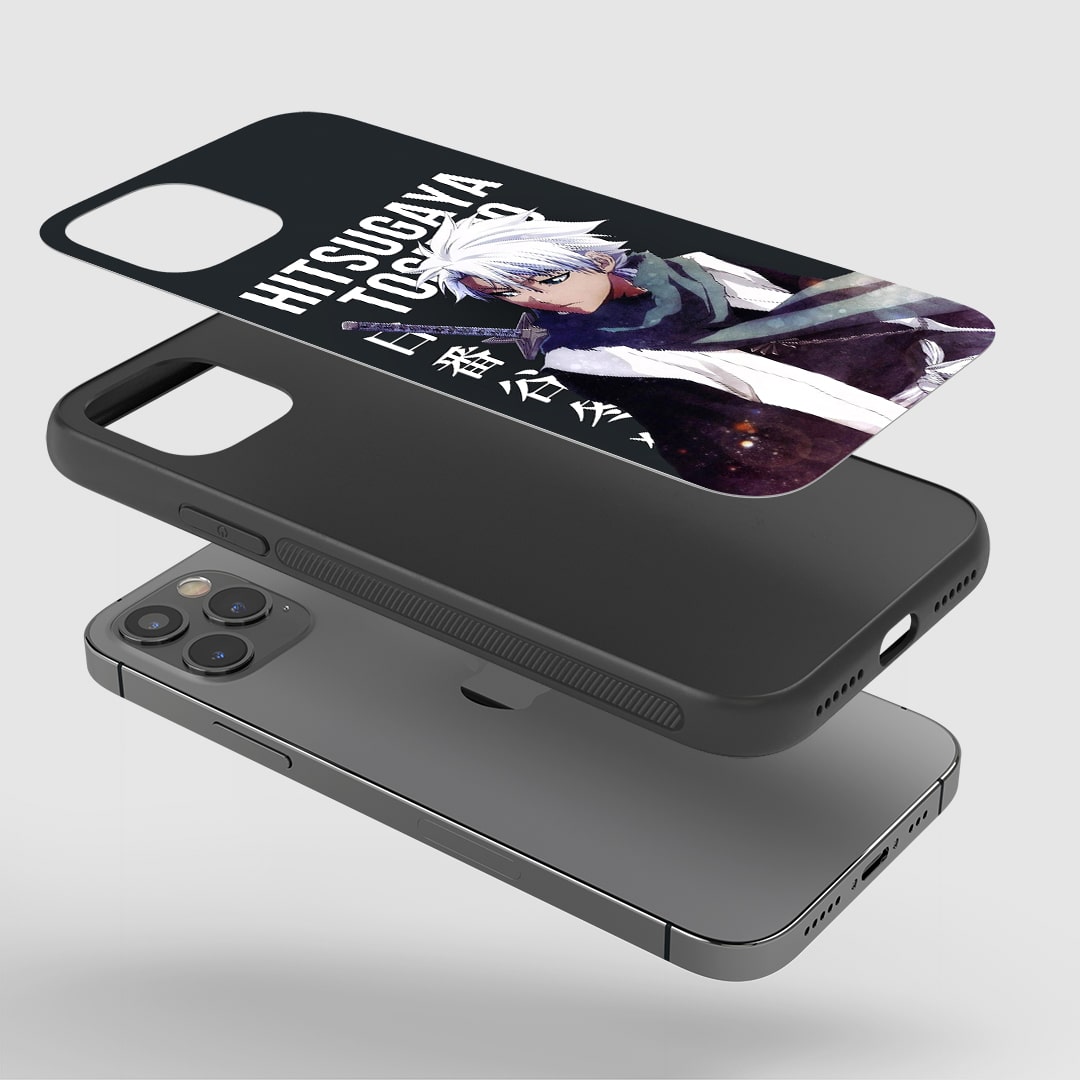 Toshiro Hitsugaya Phone Case installed on a smartphone, offering robust protection and a fierce design.