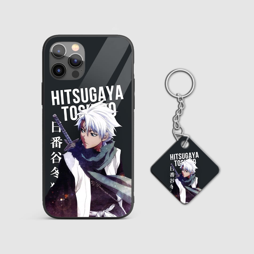 Fierce design of Toshiro Hitsugaya from Bleach on a durable silicone phone case with Keychain.
