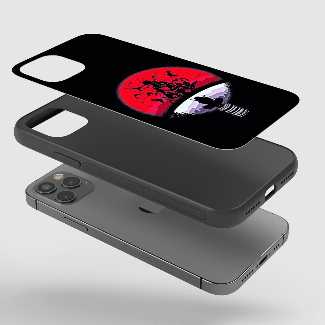 Uchiha Clan Phone Case on a smartphone, showing easy access to all ports and buttons.
