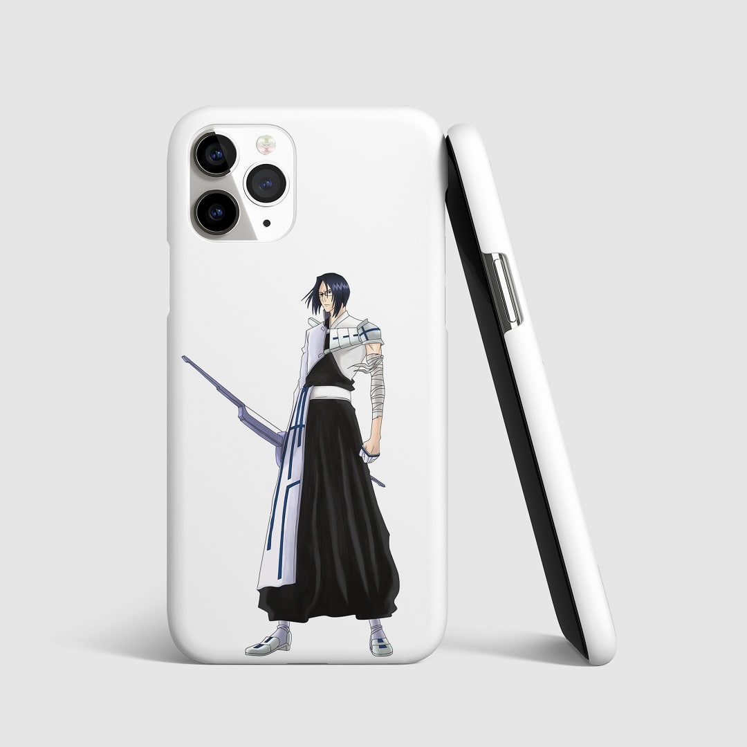 Striking artwork of Uryu Ishida from "Bleach" on phone cover.