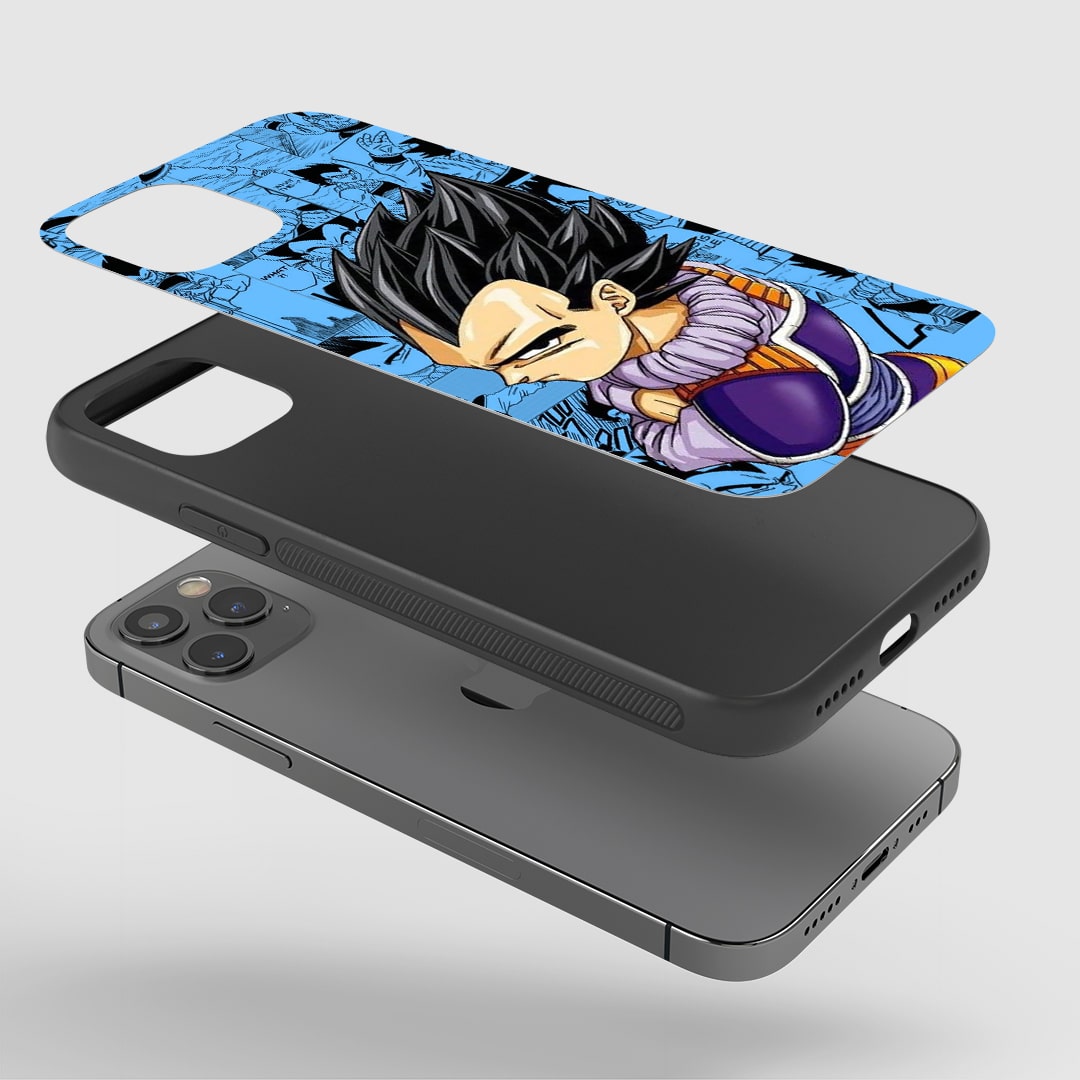 Vegeta Armored Phone Case fitted on a smartphone, providing complete protection and access to ports.