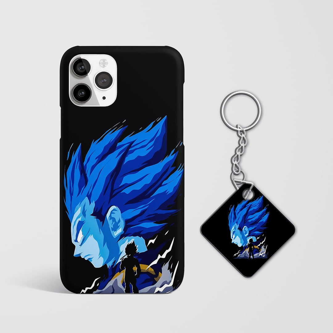 Back view of Vegeta Fan Art Phone Cover showcasing detailed Vegeta design with Keychain.