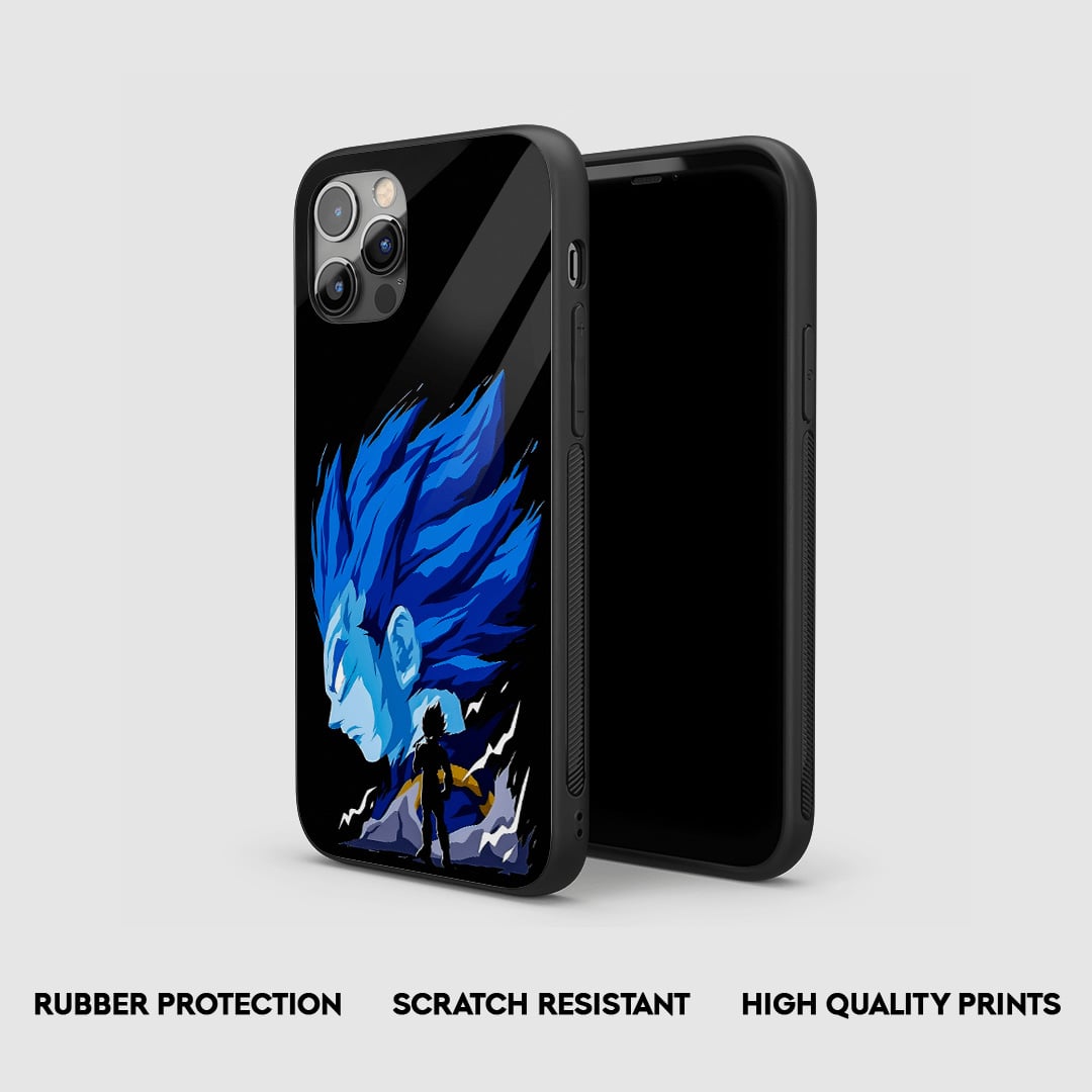 Side view of Vegeta Fan Art Silicone Armored Phone Cover with snug fit and cutouts.