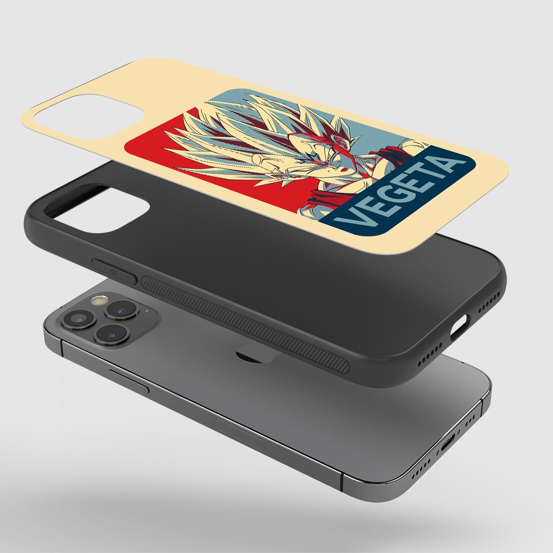 Vegeta Graphic Phone Case installed on a smartphone, providing full access to all functions.