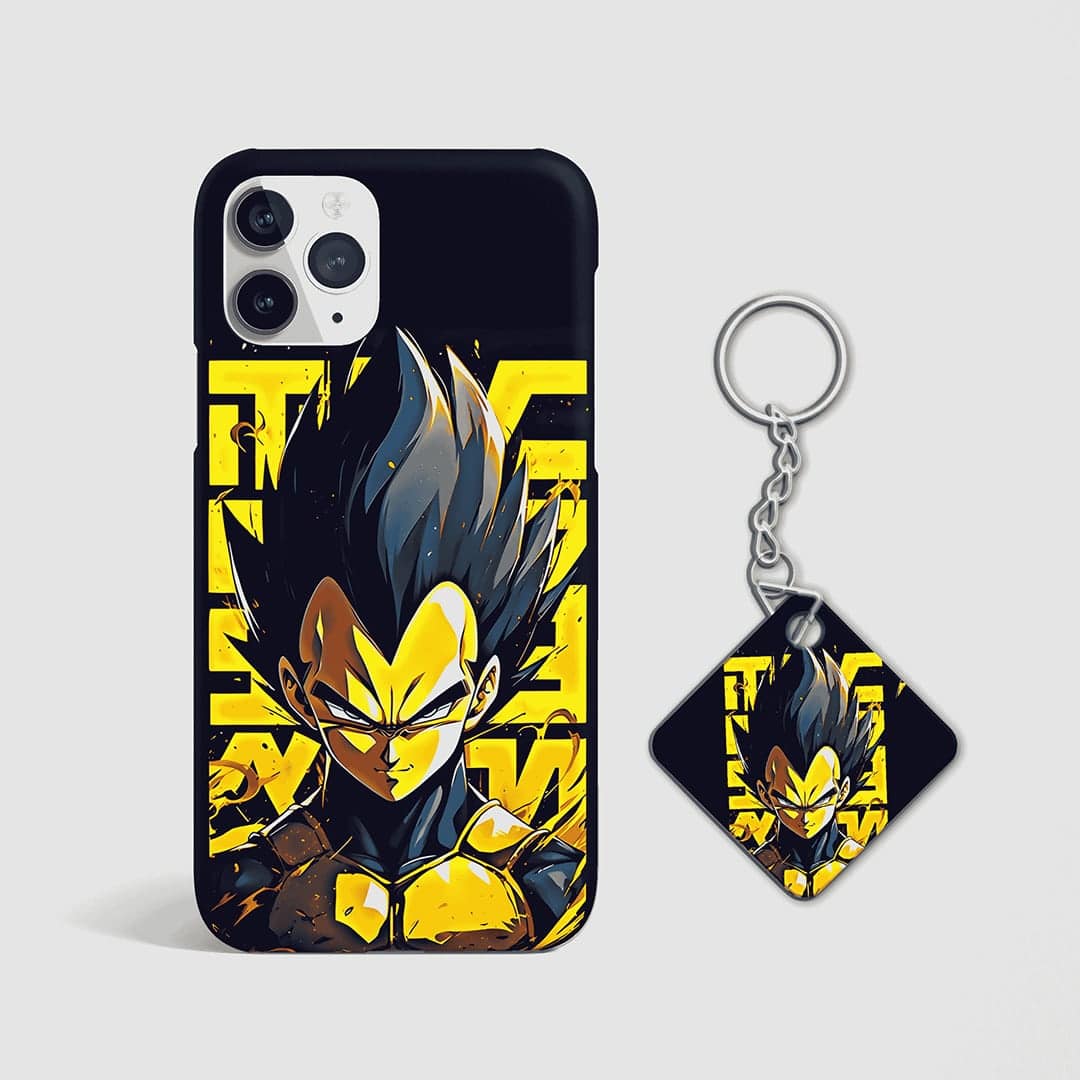 Back view of Vegeta Graphic Phone Cover showcasing Vegeta artwork with Keychain.