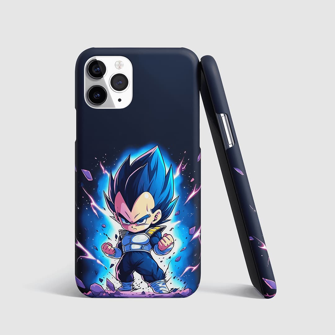 Vegeta Super Saiyan Blue Chibi Phone Cover front view with cute artwork.
