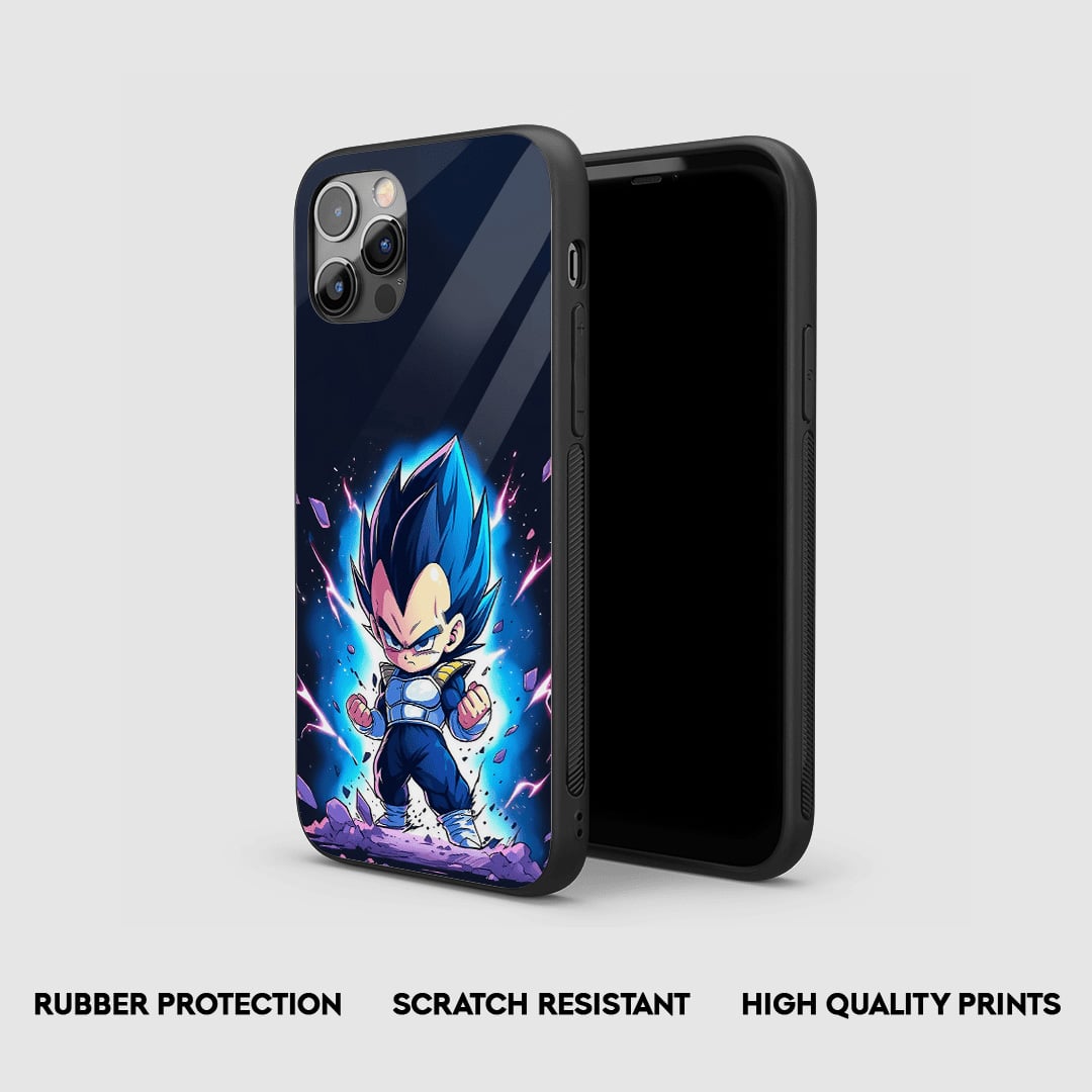 Side view of Vegeta SS Blue Chibi Phone Cover with snug fit and cutouts.