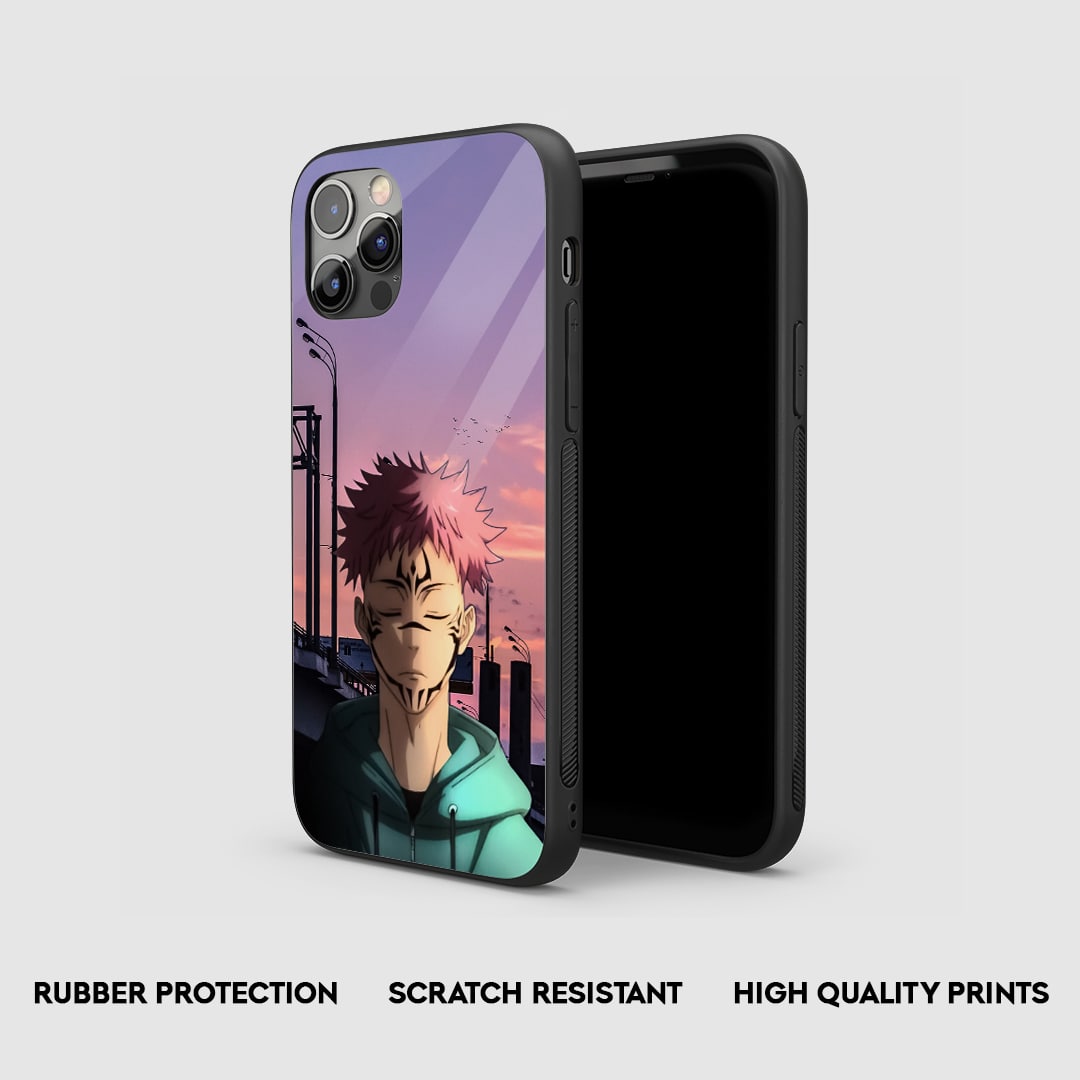 ide view of the Yuji Aesthetic Armored Phone Case, highlighting its thick, protective silicone.