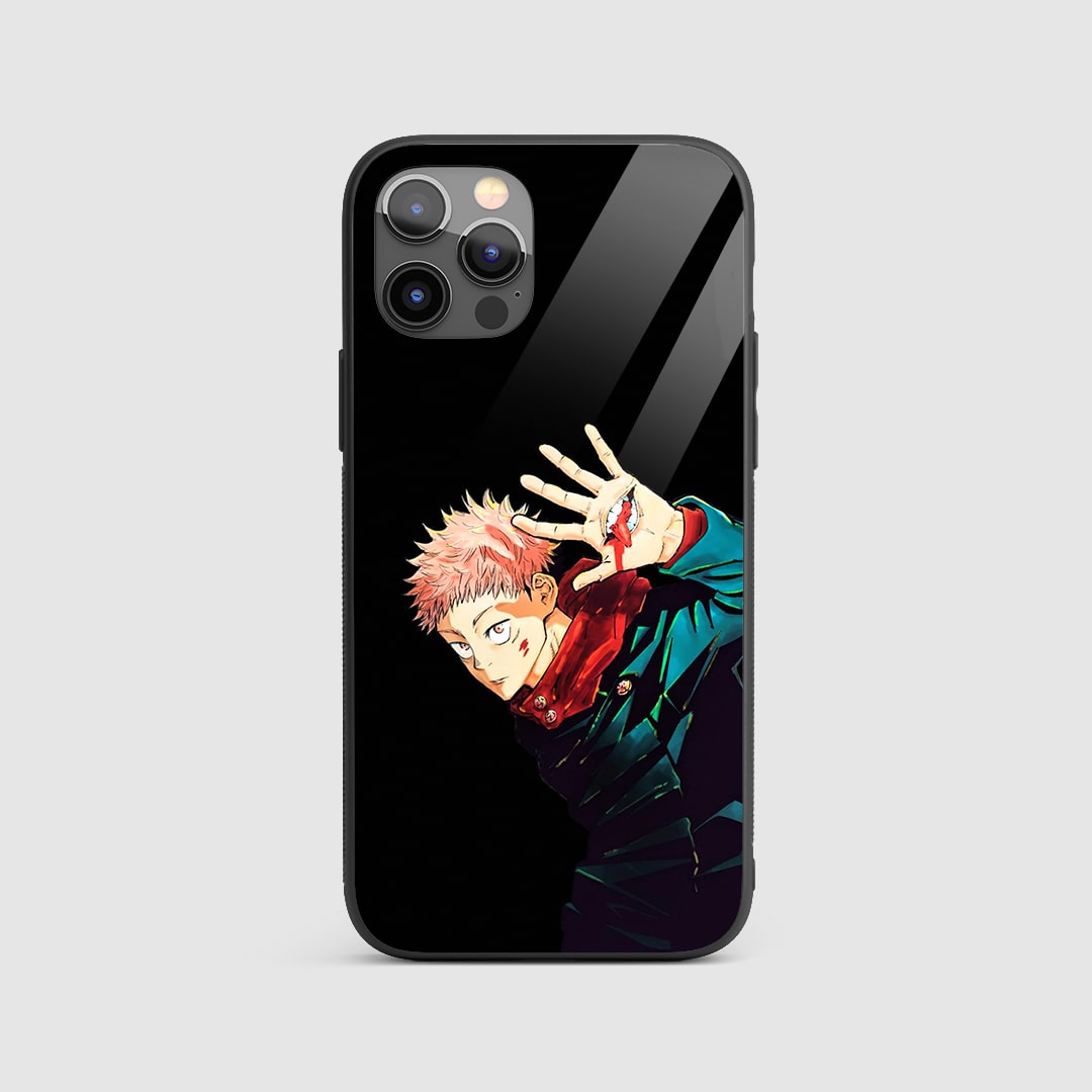 Yuji Black & White Silicone Armored Phone Case featuring a dynamic contrast of Yuji Itadori.