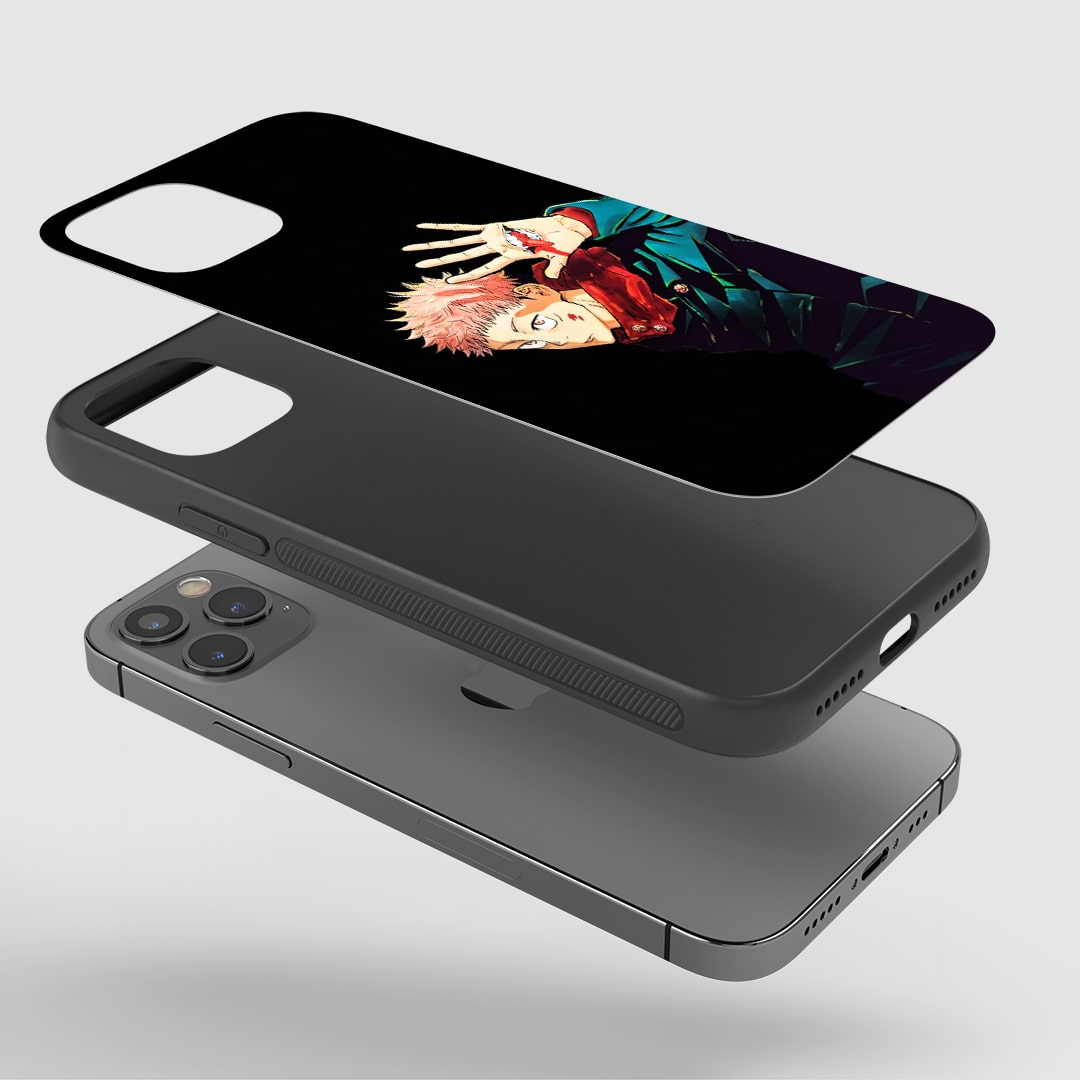 Yuji Black & White Phone Case installed on a smartphone, ensuring full access to all controls and ports.