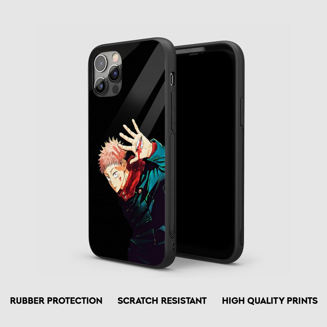 Side view of the Yuji Black & White Armored Phone Case, showcasing its thick, protective silicone.