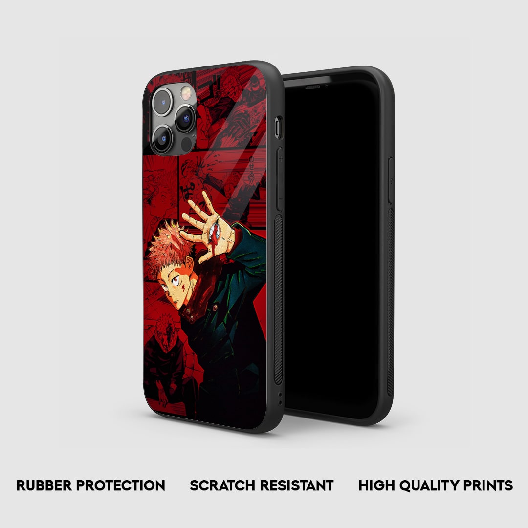 Side view of the Yuji Itadori Silicone Armored Phone Case, showcasing its robust, protective silicone.