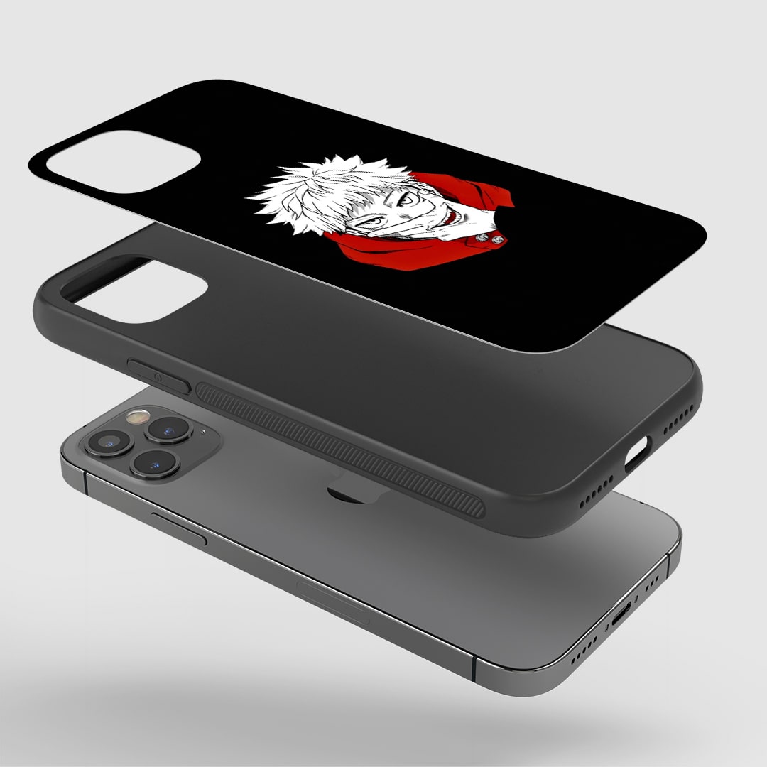 Yuji Itadori Minimalist Phone Case installed on a smartphone, ensuring accessibility to all device features.