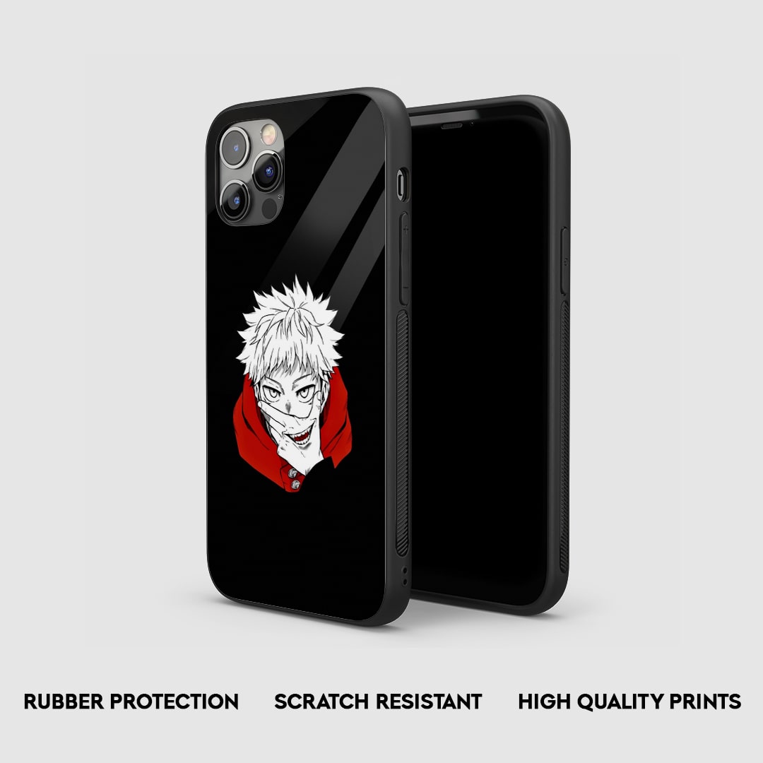 Side view of the Yuji Itadori Minimalist Armored Phone Case, showcasing its robust, protective silicone.