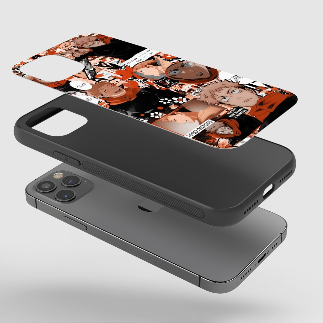 Yuji Orange Theme Phone Case installed on a smartphone, ensuring easy access to all buttons and ports.