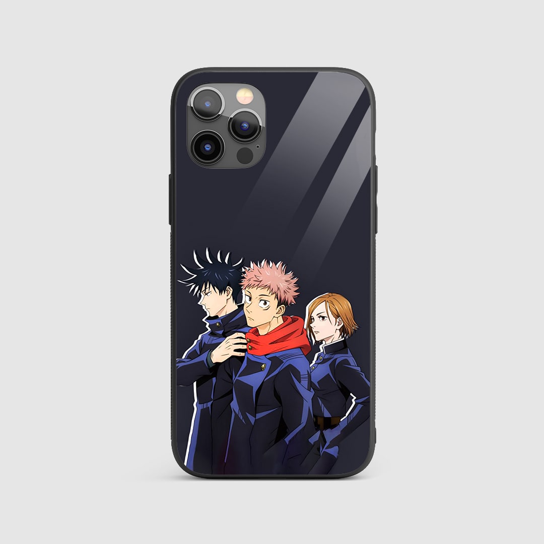 Yuji Itadori Team Silicone Armored Phone Case featuring Yuji and his Jujutsu Kaisen teammates in action.