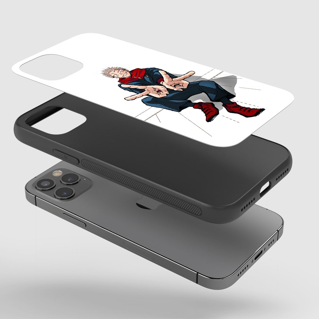 Yuji Itadori White Phone Case installed on a smartphone, ensuring access to all ports and controls.