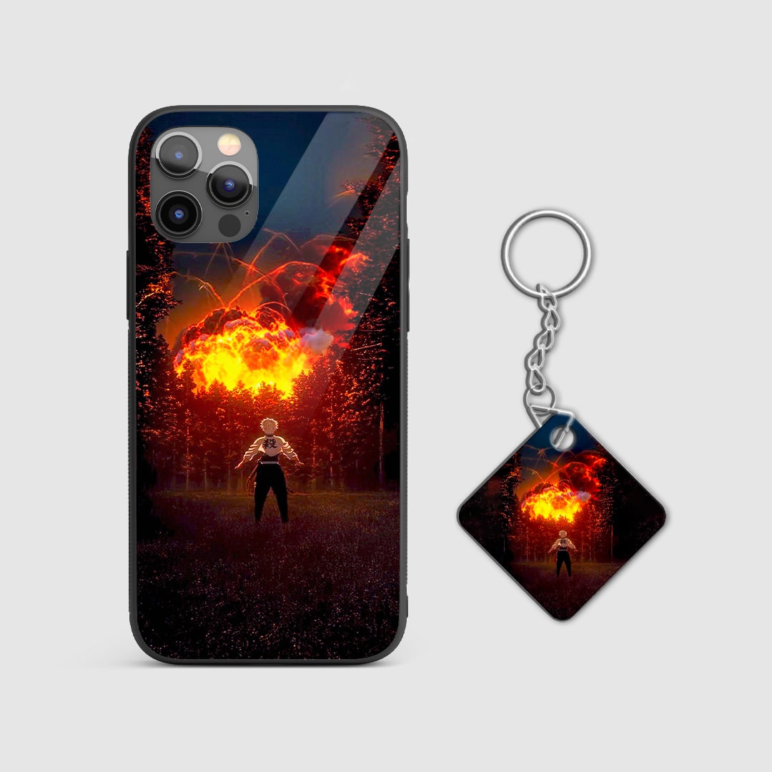 Back design of Demon Slayer Zenitsu Blast case with Keychain