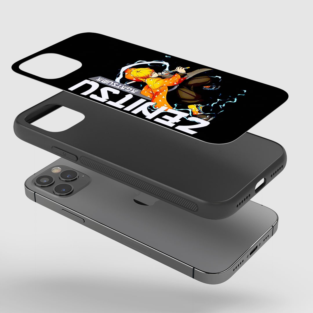 Close-up of durable Zenitsu Name silicone phone cover