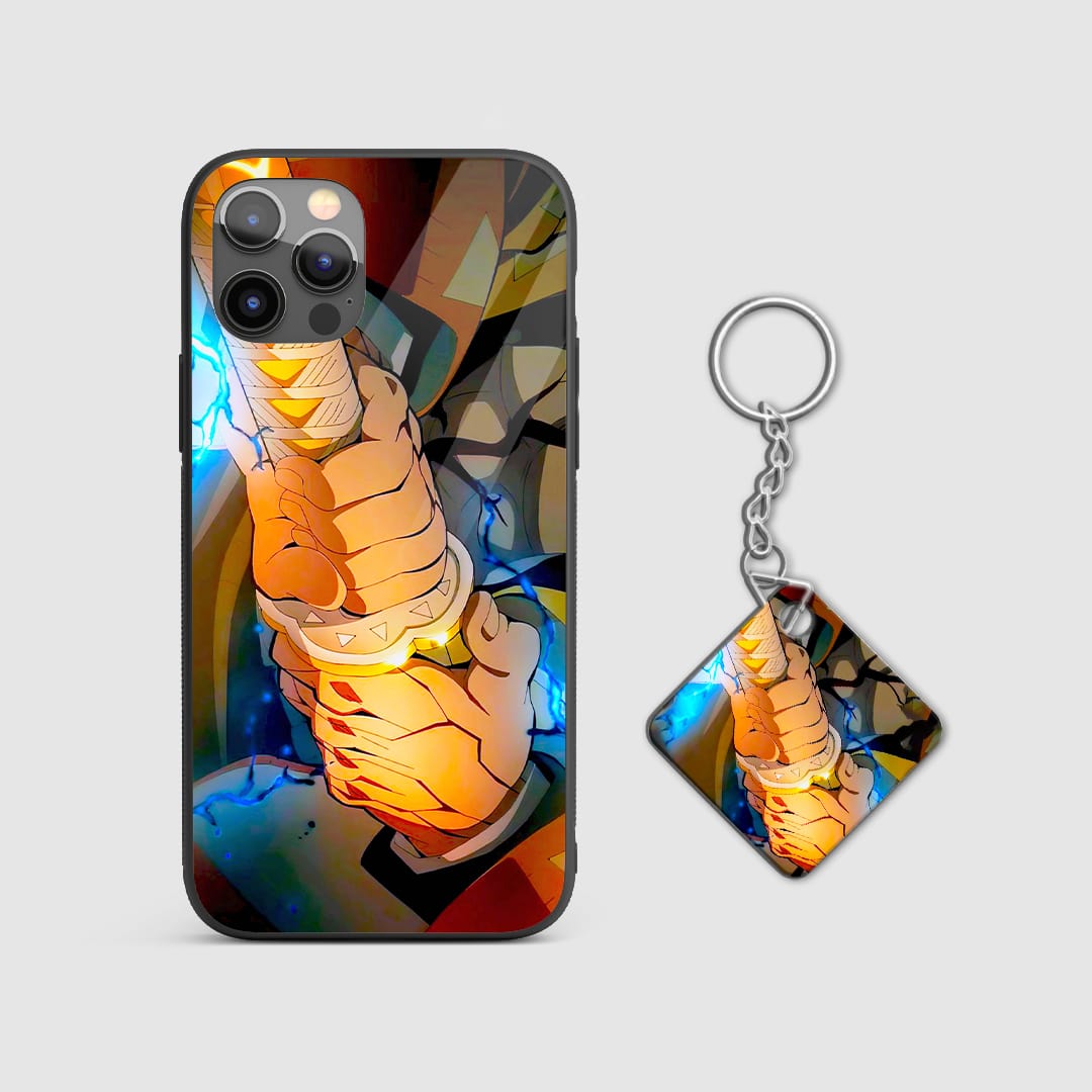 Back design of Demon Slayer Zenitsu Nichirin Blade case with Keychain