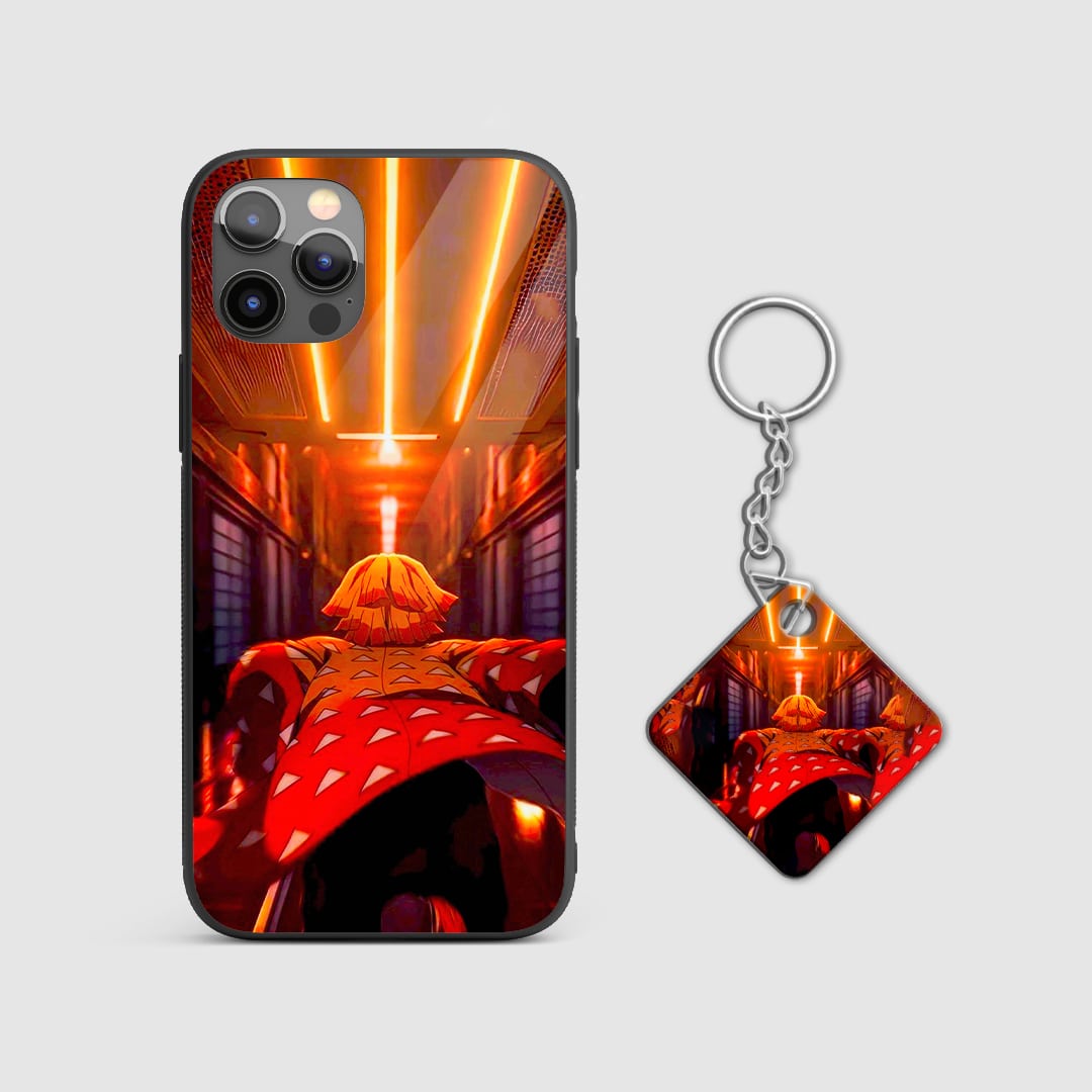 Back design of Demon Slayer Zenitsu Running case with Keychain