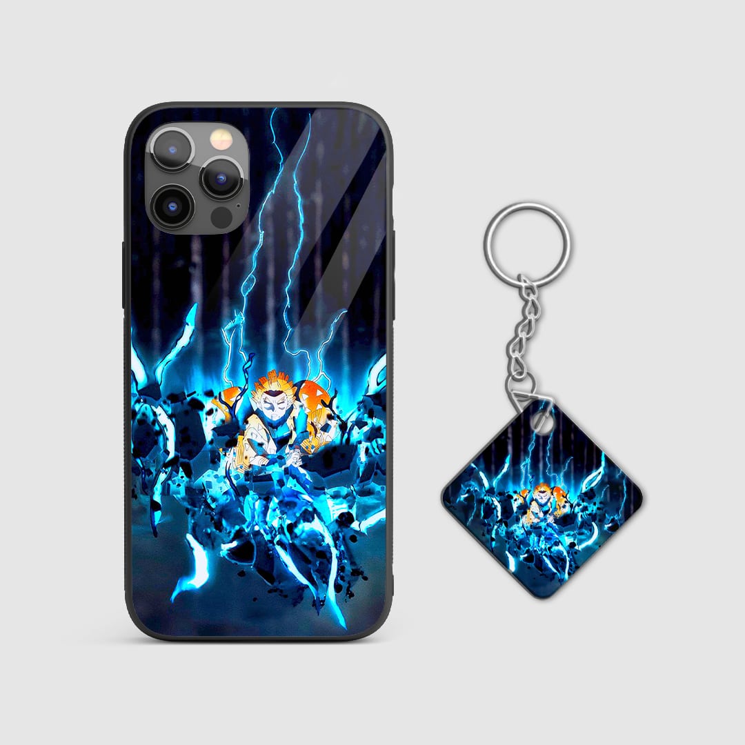 Back design of Demon Slayer Zenitsu Thunder Breathing case with Keychain