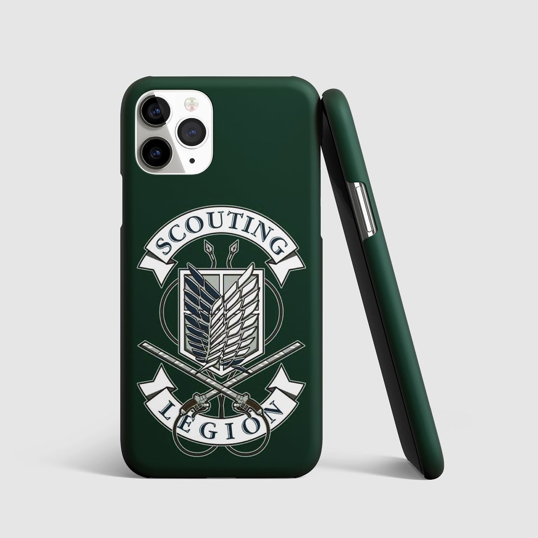 Iconic Wings of Freedom emblem from "Attack on Titan" on phone cover.
