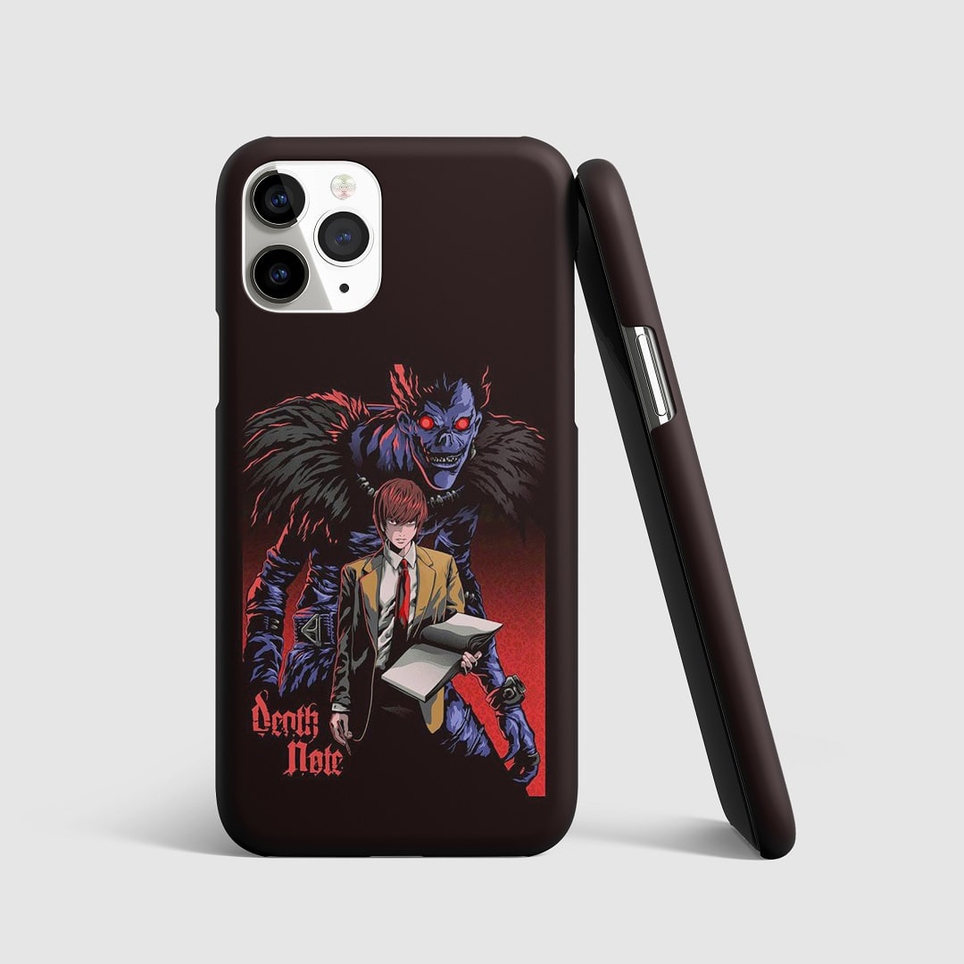 Striking artwork inspired by "Death Note" on phone cover.