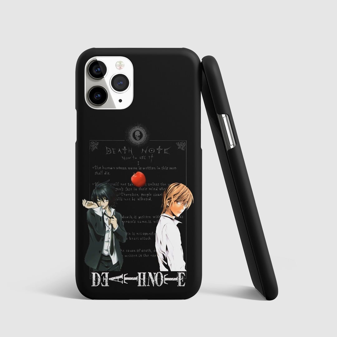 Classic notebook style from "Death Note" on phone cover.