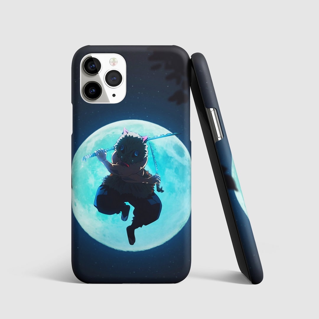 Inosuke Hashibira standing under a full moon on phone cover.