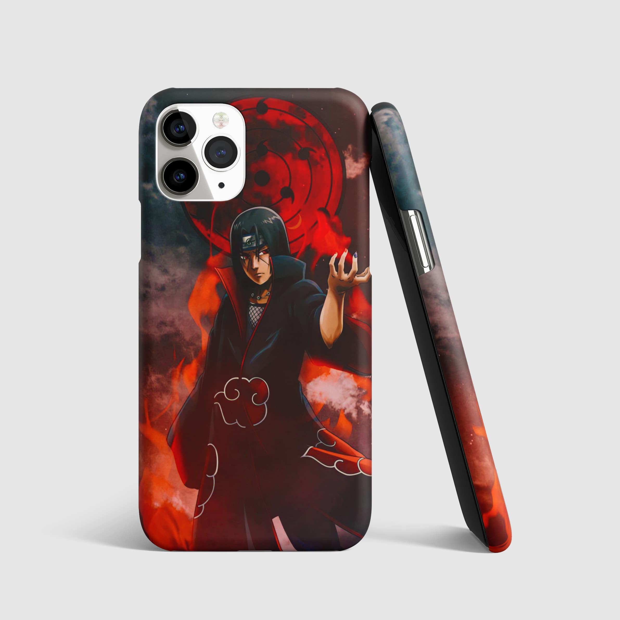Itachi Uchiha Sharingan Phone Cover with 3D matte finish, featuring the iconic Sharingan design.