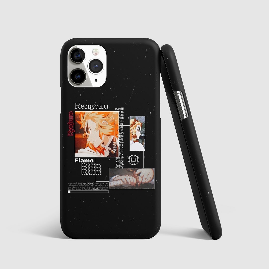 Stunning artwork of Kyojuro Rengoku, the Flame Hashira, on phone cover.
