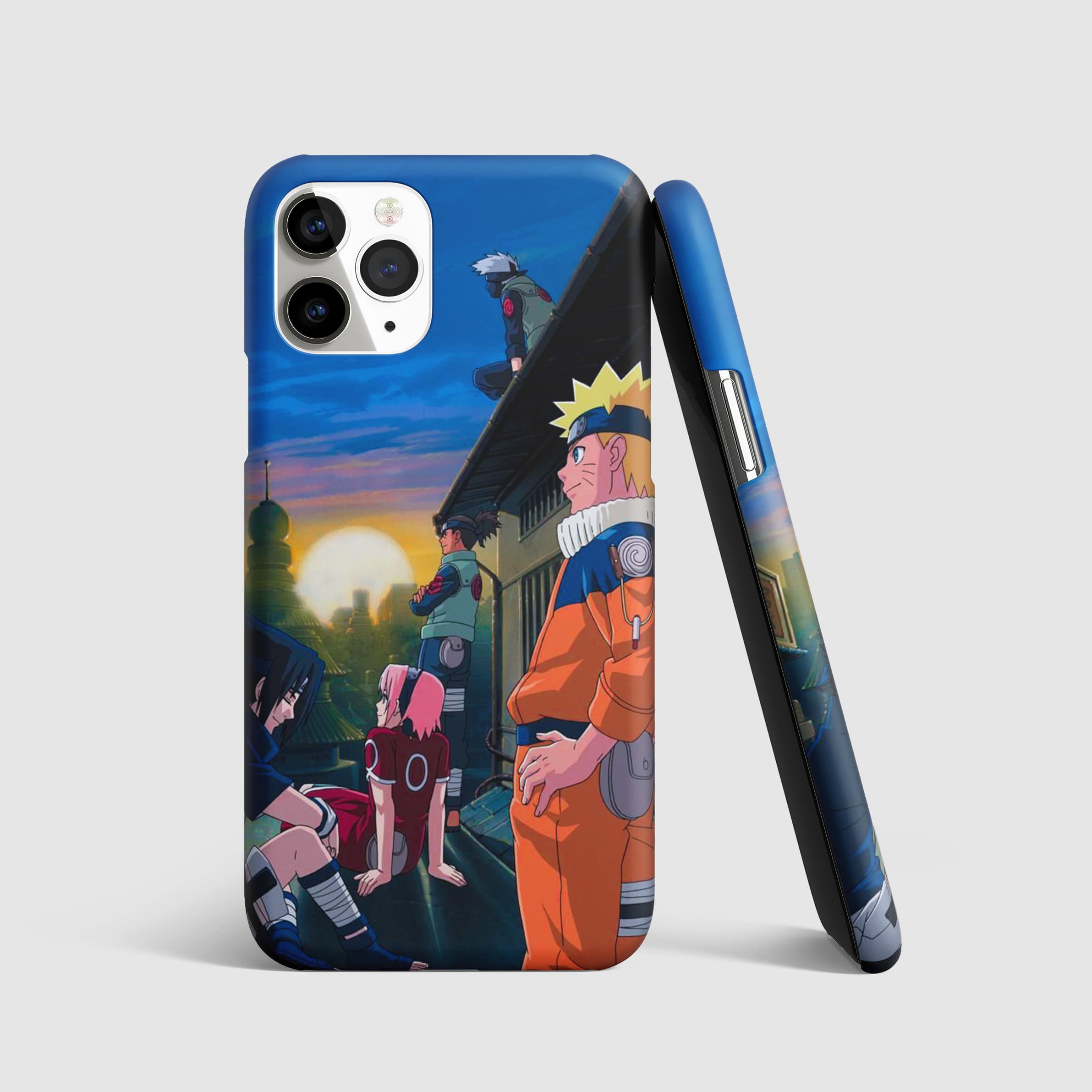 Naruto Team Seven Phone Cover with 3D matte finish, featuring Naruto, Sasuke, Sakura, and Kakashi.