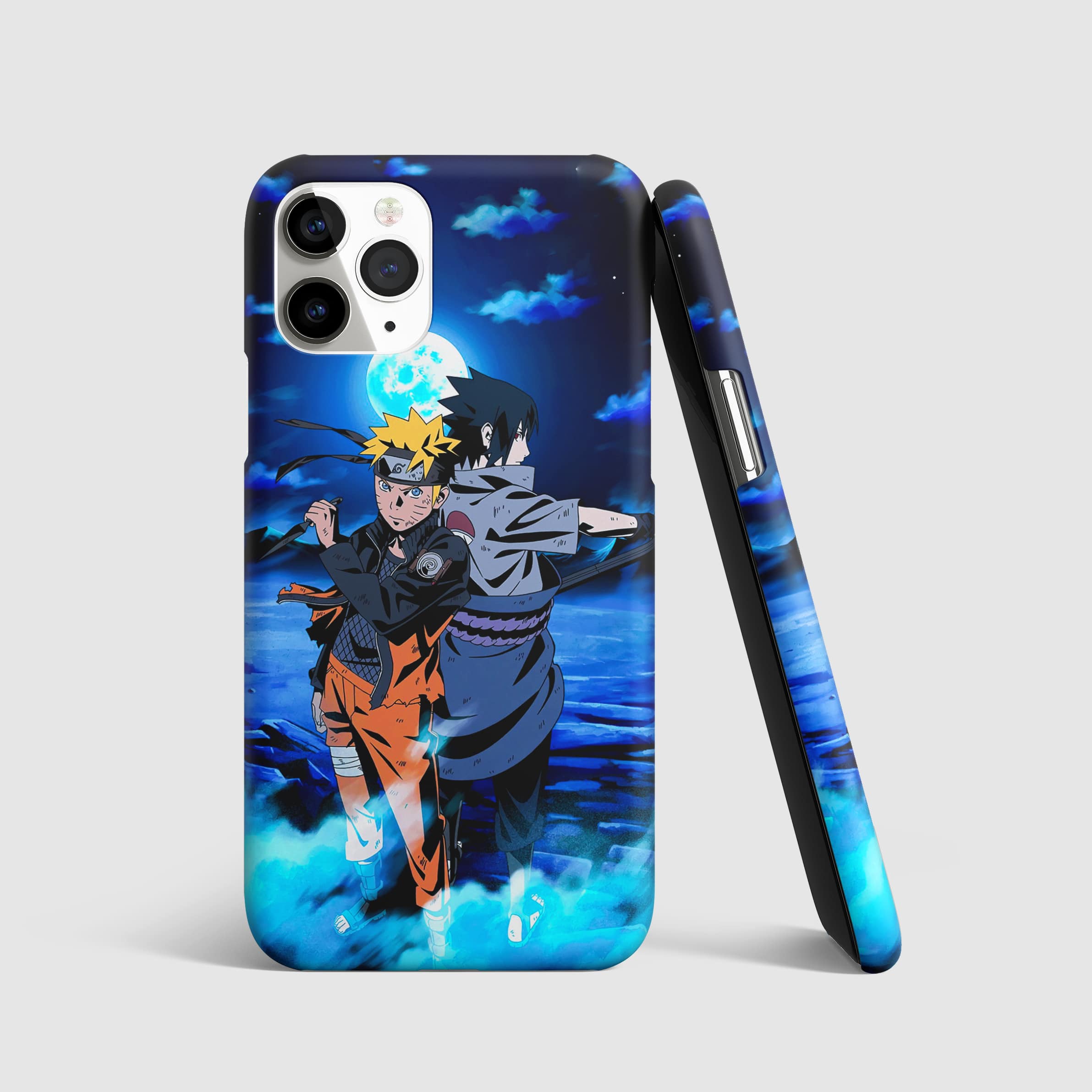 Naruto Sasuke Phone Cover with 3D matte finish, featuring iconic Naruto and Sasuke design.