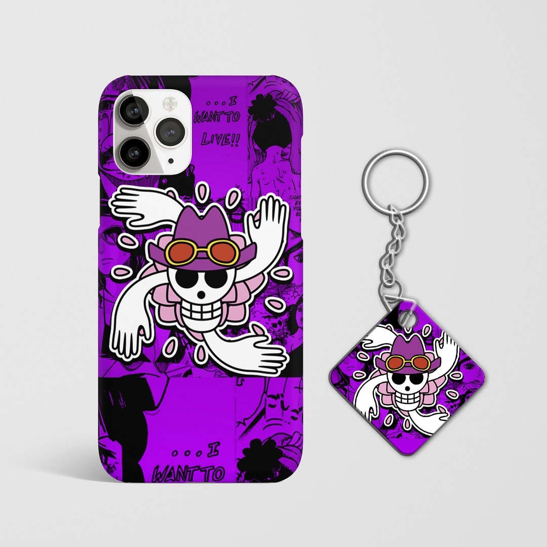Close-up of Nico Robin Symbol Design Phone Cover, highlighting Nico Robin's iconic symbol with Keychain.