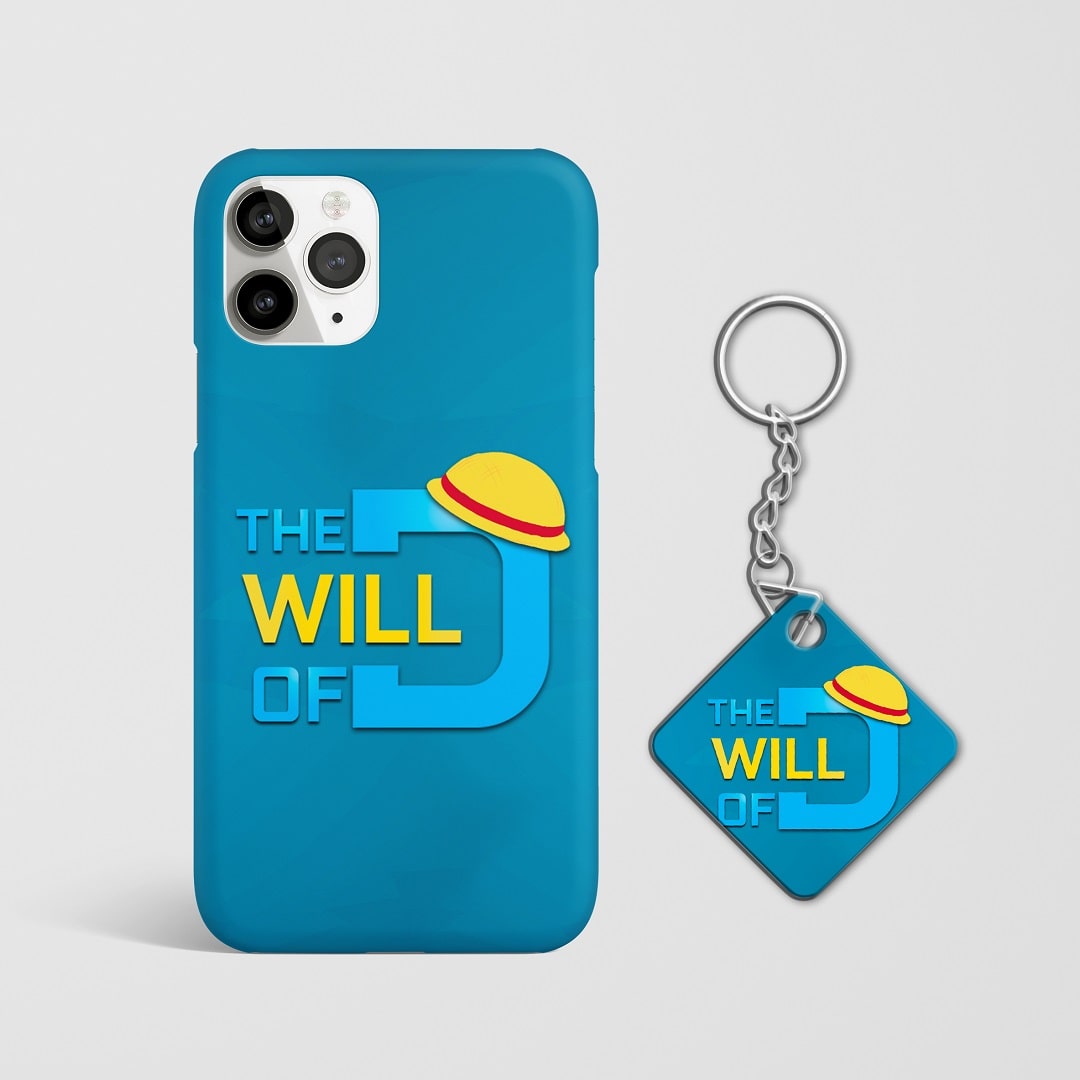 Close-up of One Piece Will of D Phone Cover, highlighting detailed artwork with Keychain.