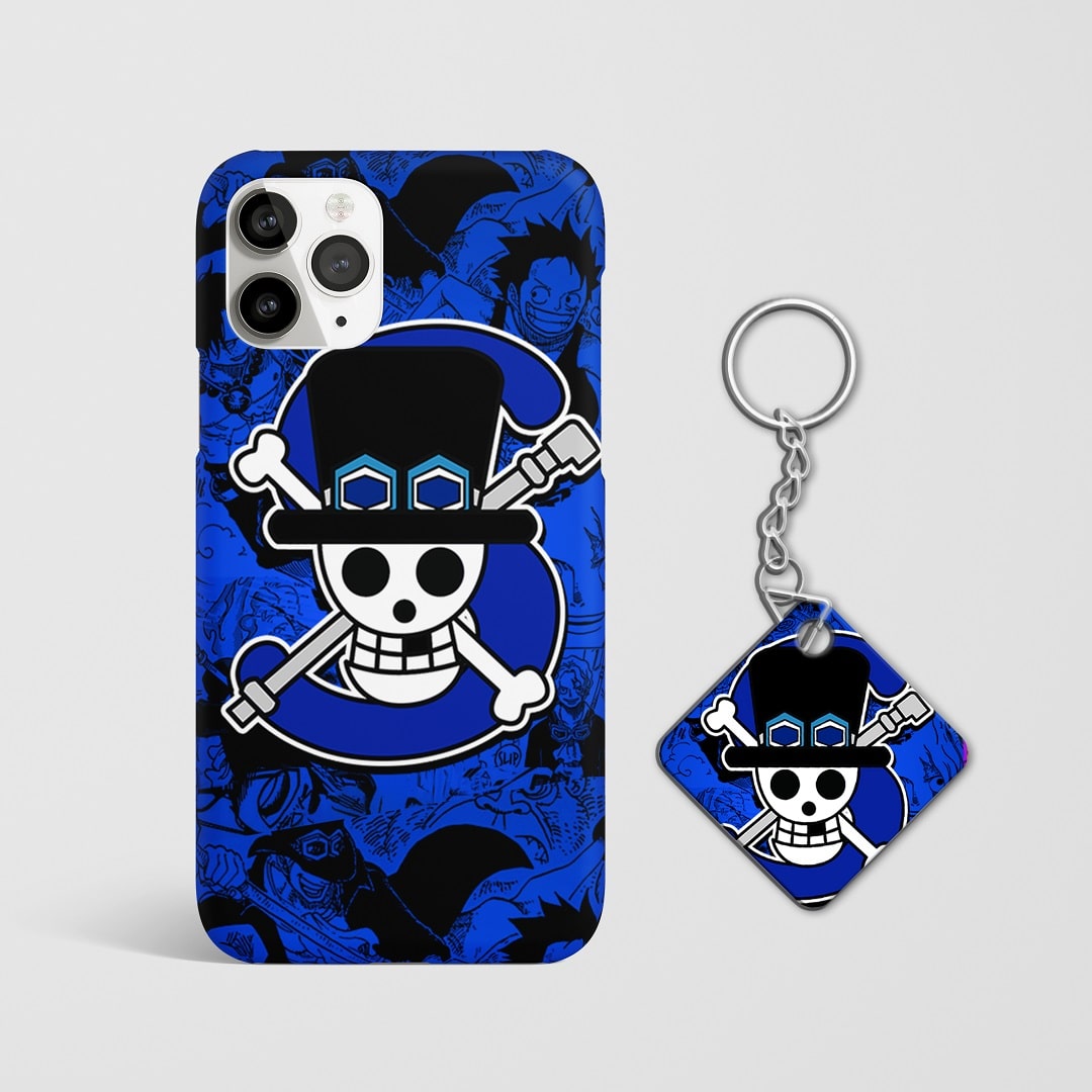 Close-up of Sabo Symbol Design Phone Cover with detailed emblem artwork with Keychain.