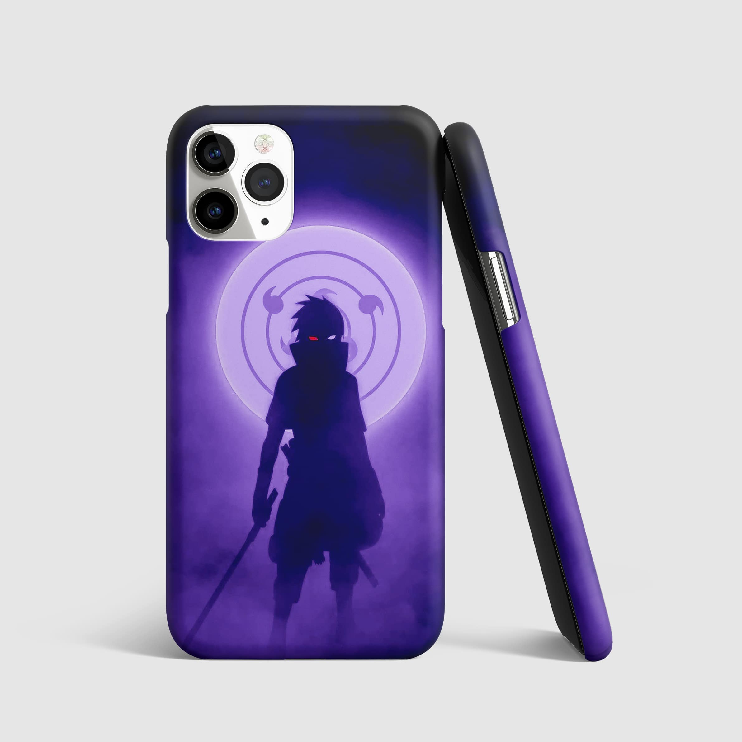 Sharingan Smoke Phone Cover with 3D matte finish, featuring detailed design of Sasuke's Sharingan eye surrounded by smoke.