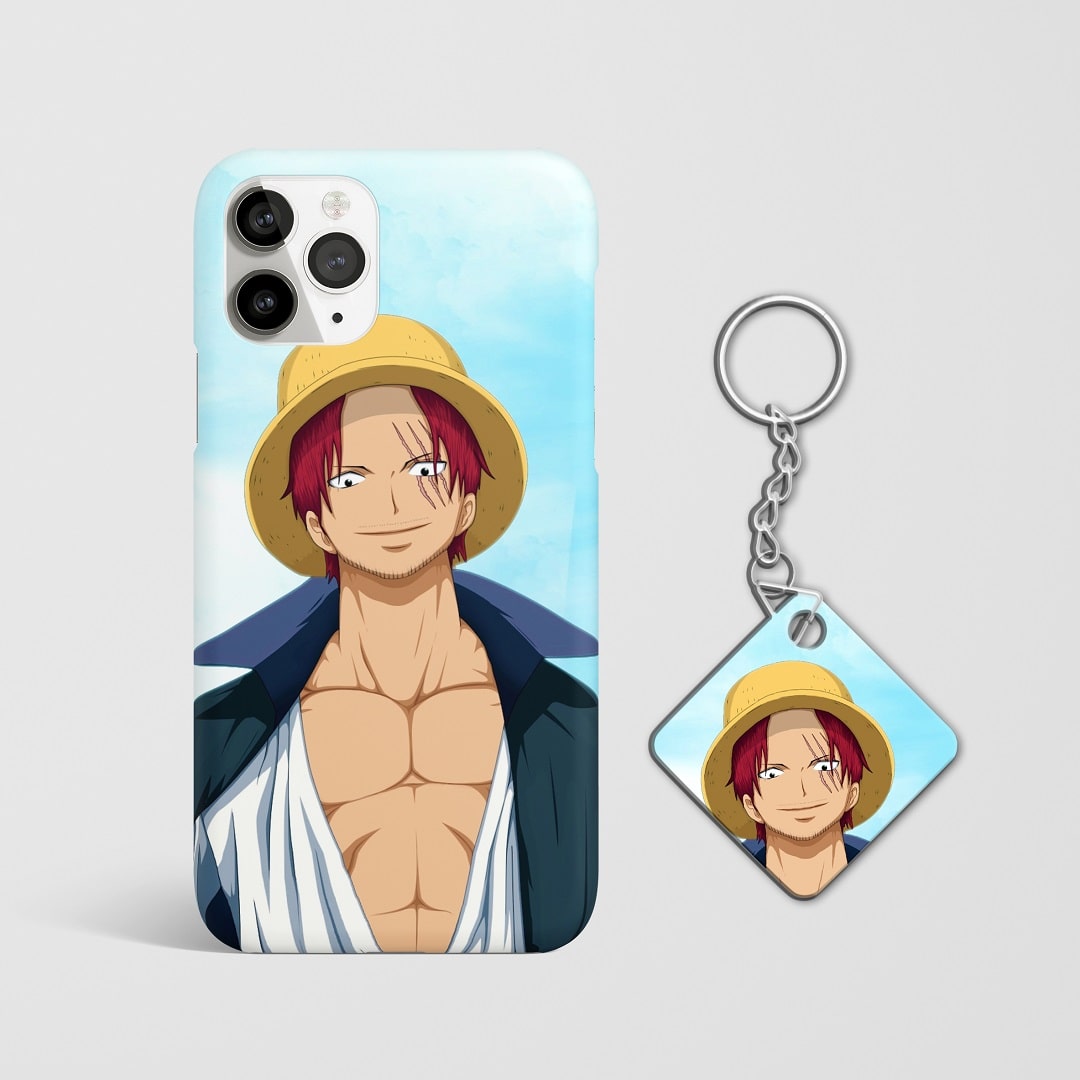 Close-up view of the Shanks Phone Cover showcasing detailed artwork with Keychain.