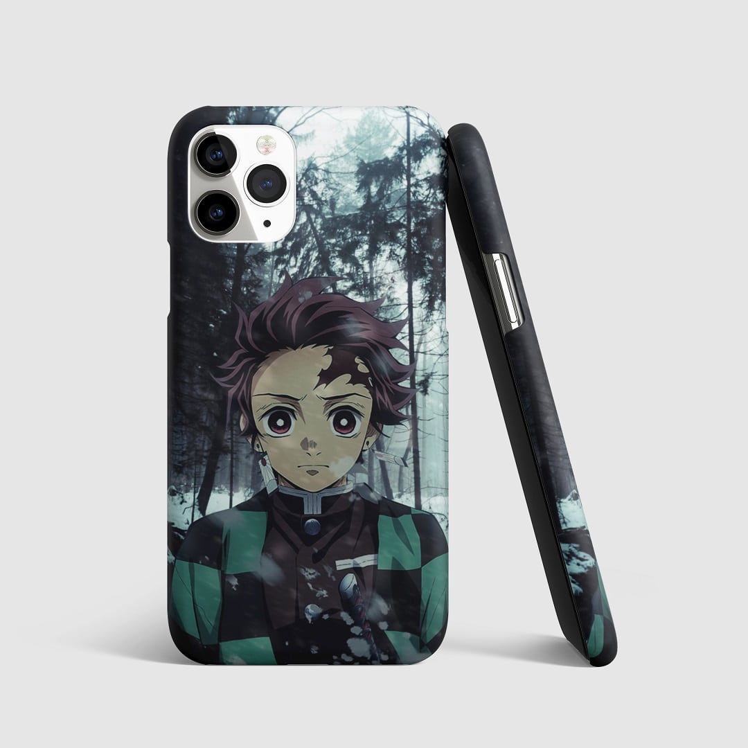 Tanjiro Kamado in a serene winter setting on phone cover.